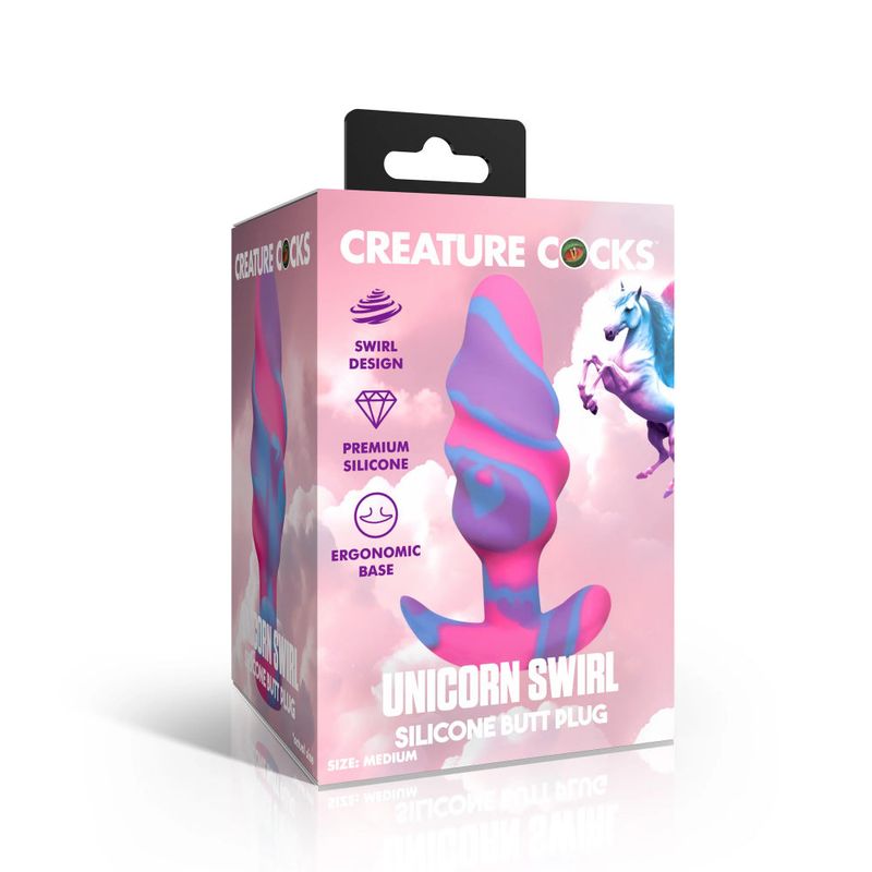 Unicorn Swirl Large Silicone Butt Plug – Body-Safe Silicone Butt Plug > Anal Range > Butt Plugs