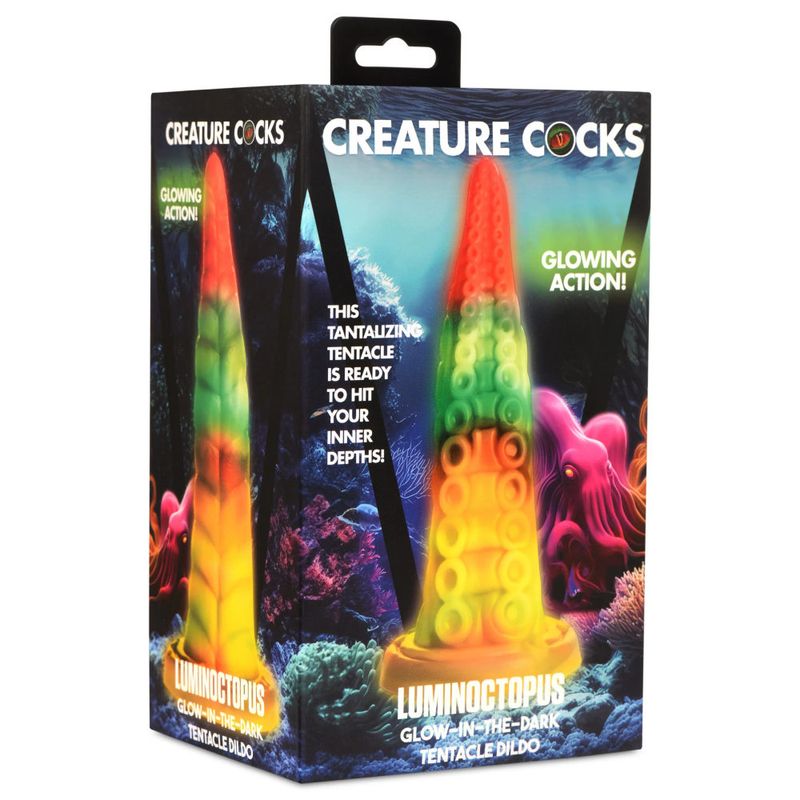 Luminoctopus Glow in the Dark 7.2 Inch Tentacle Dildo – Rainbow-Sherbert Colors Dildo Secondary image