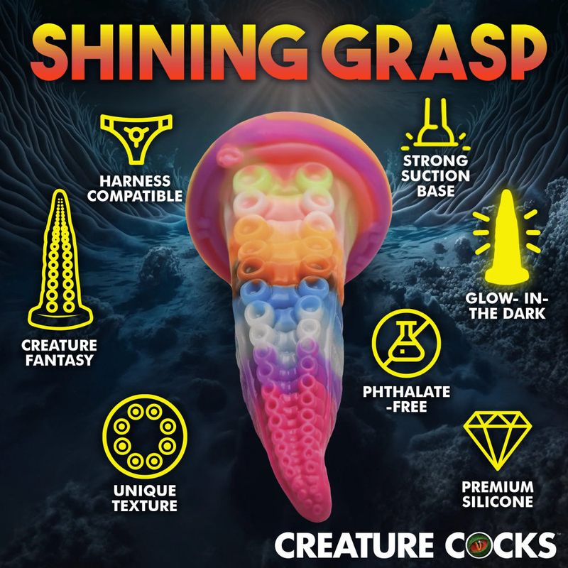 Luminoctopus Glow in the Dark Tentacle Dildo Colorful 9 Inch Silicone Adult Toy Fantasy Dongs