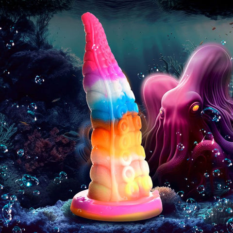 Luminoctopus Glow in the Dark Tentacle Dildo Colorful 9 Inch Silicone Adult Toy Fantasy Dongs
