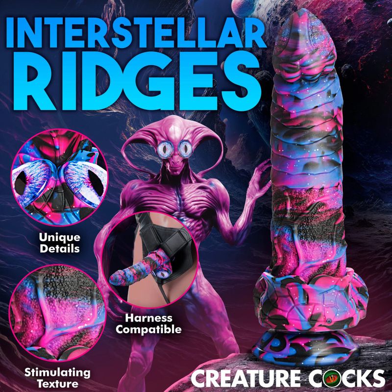 Alienoid Silicone Dildo (Red Purple Blue with Glitter) – Unique 6.7 Inch Dildo Secondary image
