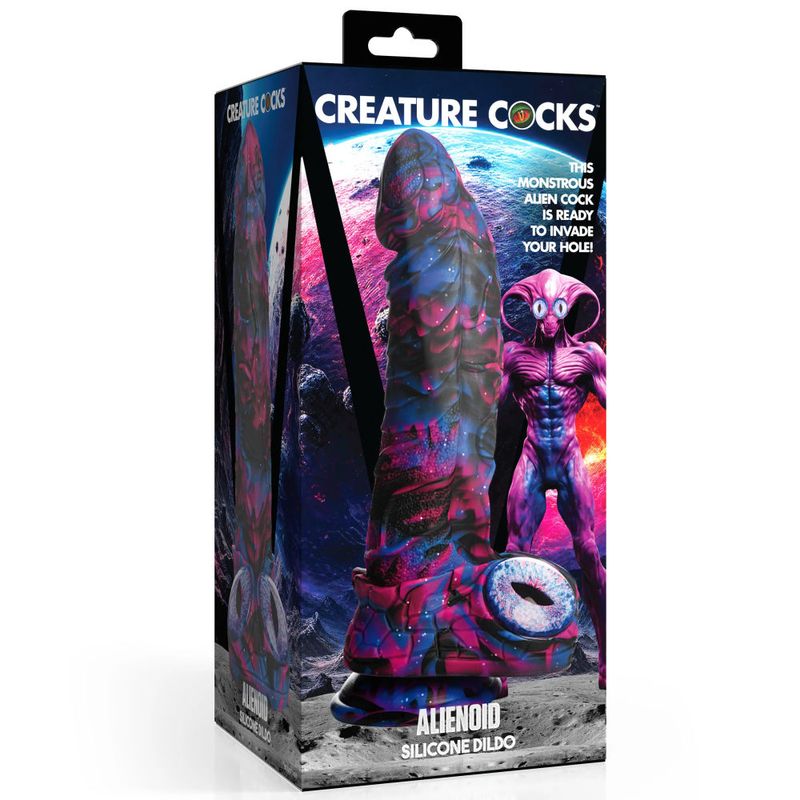 Alienoid Silicone Dildo (Red Purple Blue with Glitter) – Unique 6.7 Inch Dildo > Dildos > Fantasy