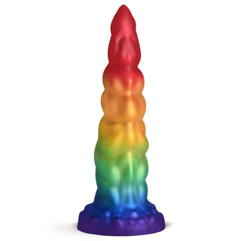 Magic Rider Unicorn 6.8 Inch Silicone Dildo (Iridescent Rainbow) – with Suction Base and Tapered Tip Rainbow > Dildos > Fantasy