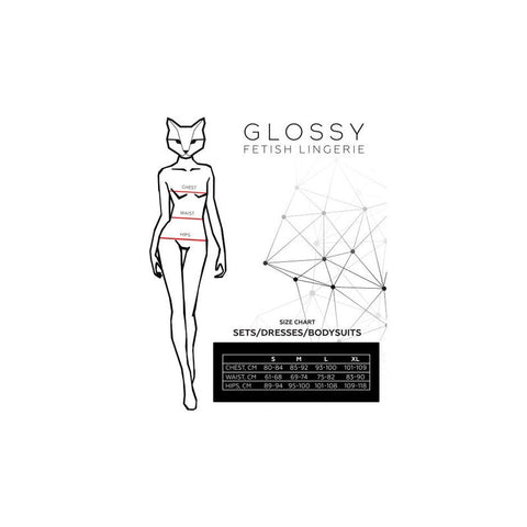 Glossy Nelly Dress (Black) – Wetlook Tight Dress with Lace Neckline > Latex > Female