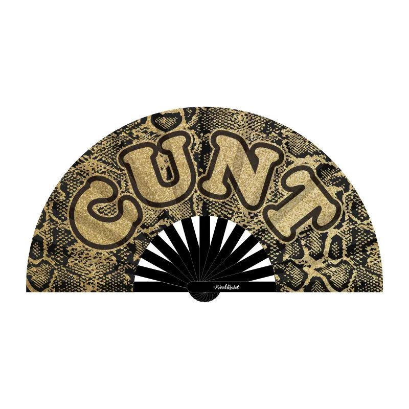 Cunt Large Folding Hand Fan (Glittery Gold) – Glossy Bamboo and Satin Hand Fan Animal Print > Clothes > Accessories