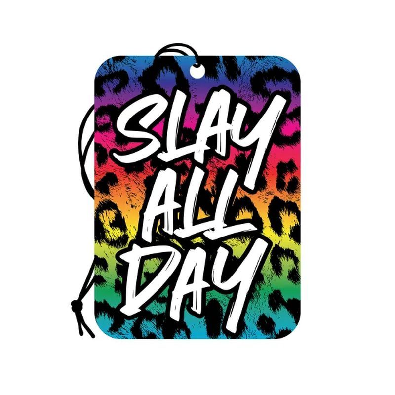 Slay All Day Leopard Print Wild Cherry Scent Air Freshener – High-Quality Cardboard Air Freshener Rainbow > Novelties > Gag Gifts Main image