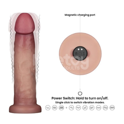 Sliding Skin Pro II Silicone Dong 9 Inch – Ultra-Soft Dual-Density Silicone Vibrating Dong Dongs Realistic