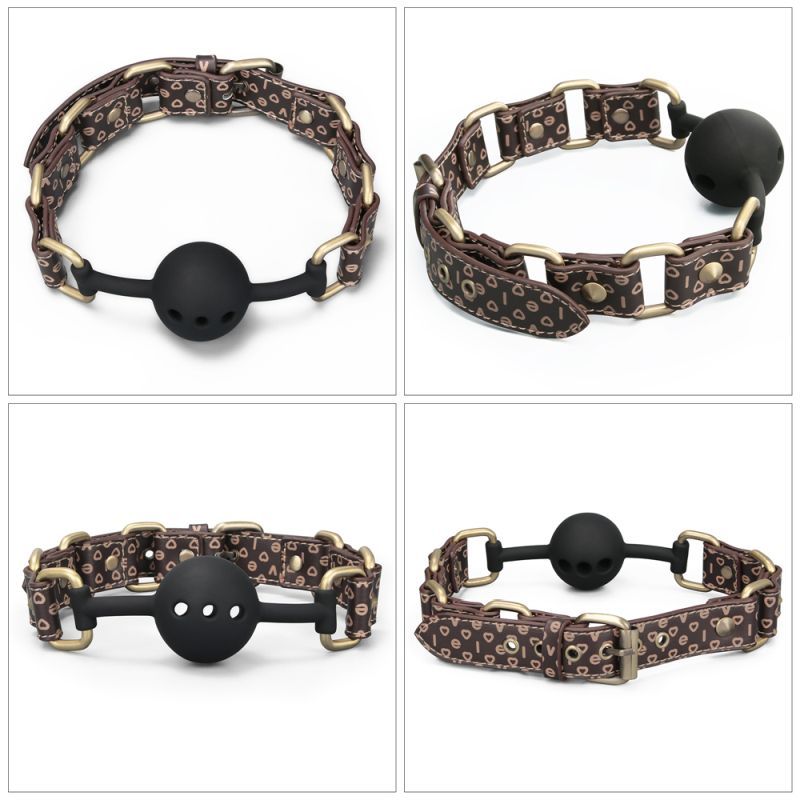Rebellion Reign Ball Gag – Luxury Faux Leather Ball Gag with Antique Bronze Spikes > Bondage Gear > Gags and Bits