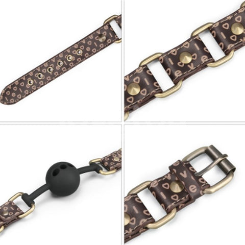 Rebellion Reign (Brown PU Leather) – Luxury Ball Gag with Antique Bronze Spikes Gags