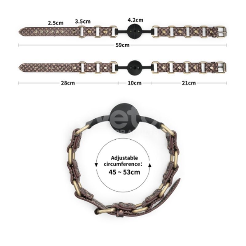 Rebellion Reign (Brown PU Leather) – Luxury Ball Gag with Antique Bronze Spikes Gags