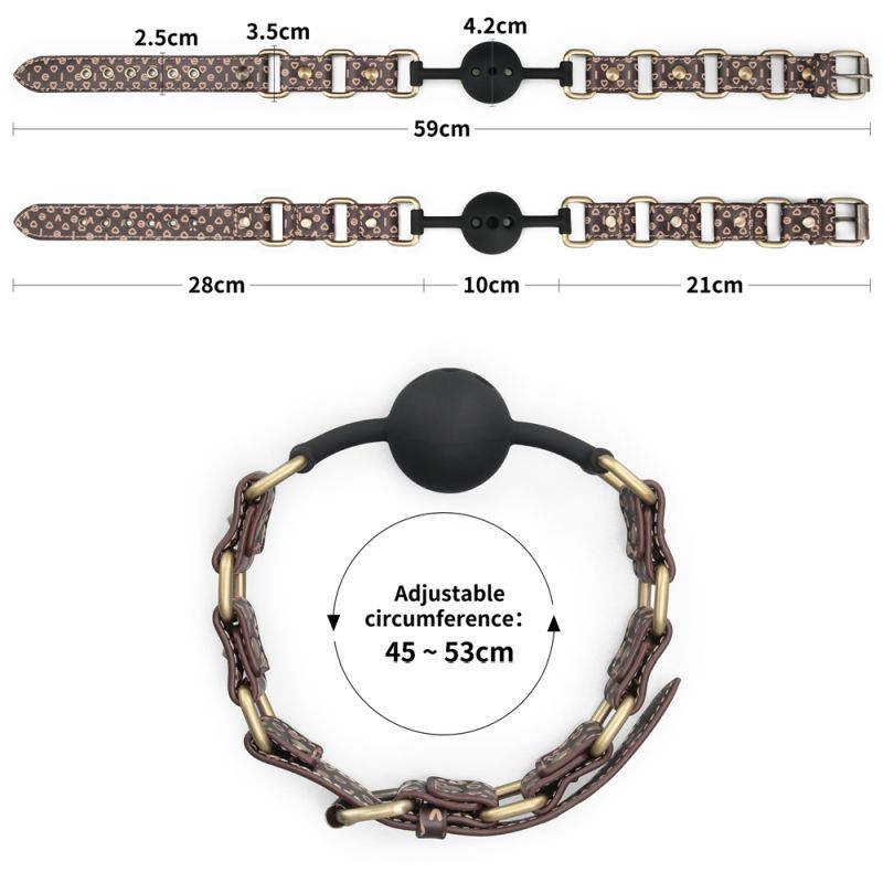 Rebellion Reign (Brown PU Leather) – Luxury Ball Gag with Antique Bronze Spikes Gags