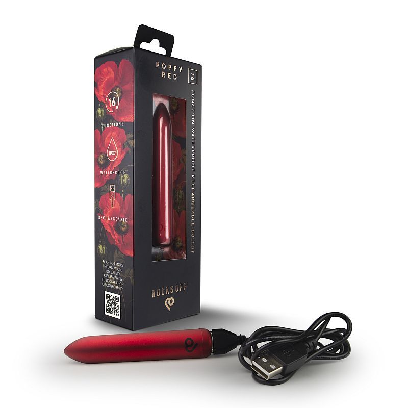 Poppy Red Rechargeable Bullet Vibrator – Sleek Compact Rechargeable Vibrator > Vibrators > Mini Vibrators