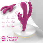 Joker Triple Ecstasy (Pink) – Luxury 8.5 Inch Silicone Triple Stimulation Vibrator with 9 Vibration Modes > Vibrators > Ladies > Rabbit Multi