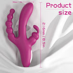 Joker Triple Ecstasy (Pink) – Luxury 8.5 Inch Silicone Triple Stimulation Vibrator with 9 Vibration Modes > Vibrators > Ladies > Rabbit Multi
