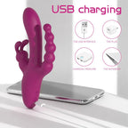 Joker Triple Ecstasy (Pink) – Luxury 8.5 Inch Silicone Triple Stimulation Vibrator with 9 Vibration Modes > Vibrators > Ladies > Rabbit Multi