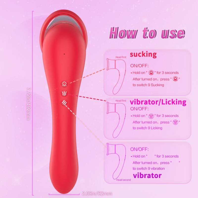Trumpet 3-in-1 Sucking Licking Vibrating Vaginal Stimulator – Waterproof Rechargeable Vibrator STIMULATORS