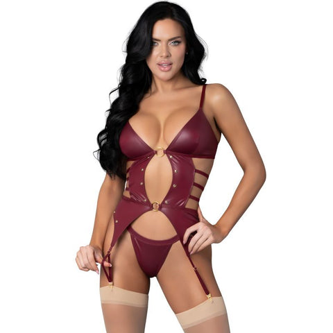 Kira Burgundy Kiss Two Piece Set Burgundy Large Extra Large Lingerie Sets
