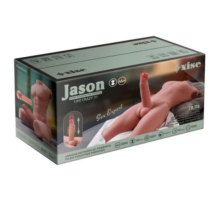 Jason 17cm USB Auto Thrusting Male Torso (Ultra-Soft TPR) – Realistic Thrusting Masturbator Assturbators