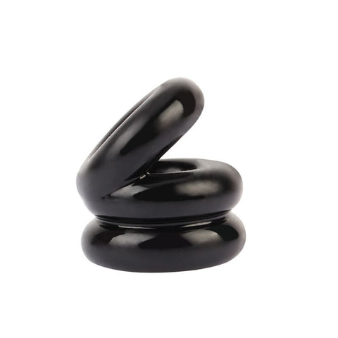 Stacked Dual Pleasure Ring (Black) – Double Loop Cock Ring Black One Size > Cock Ring > Sling