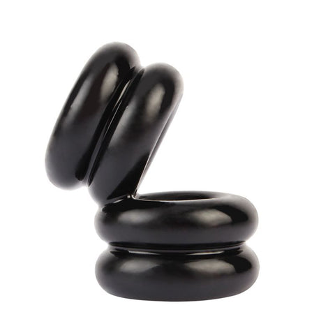Double Stacked Dual Pleasure Ring (Black) – Stamina Enhancing Ring Black One Size > Cock Ring > Sling
