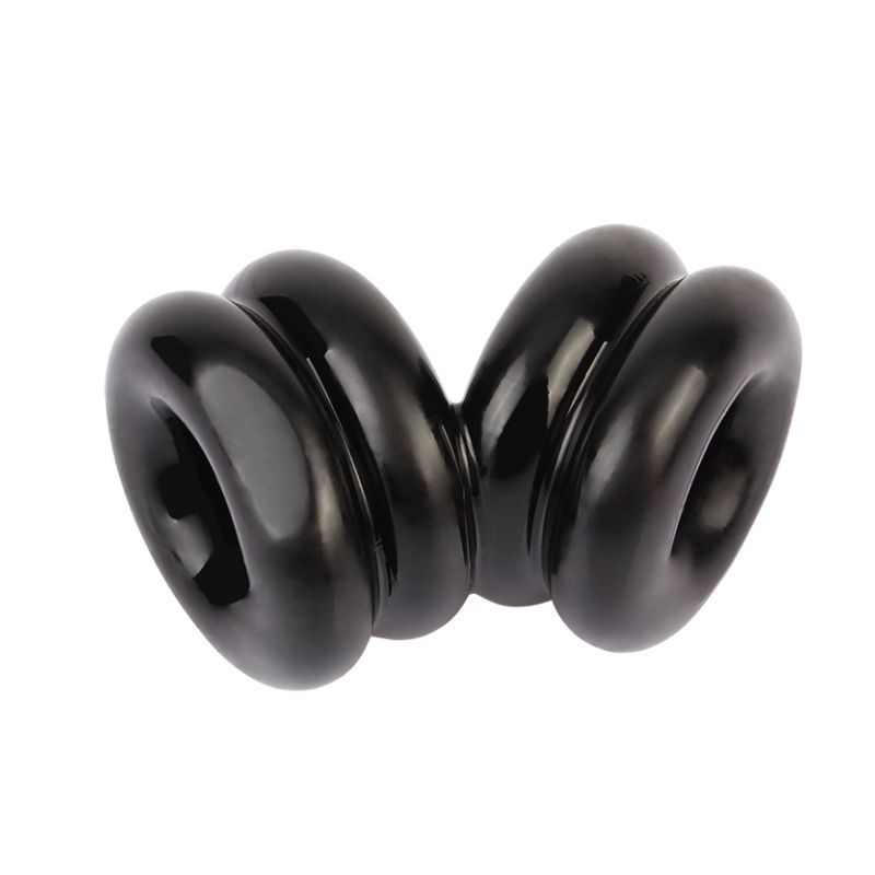 Double Stacked Dual Pleasure Ring (Black) – Stamina Enhancing Ring Secondary image