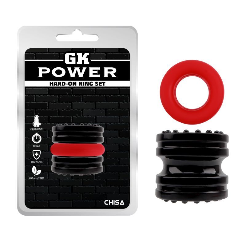 Hard On Ring Set (Black and Red) – Stretchable 4.5 cm Diameter Ring Set Black One Size > Cock Ring > Sets