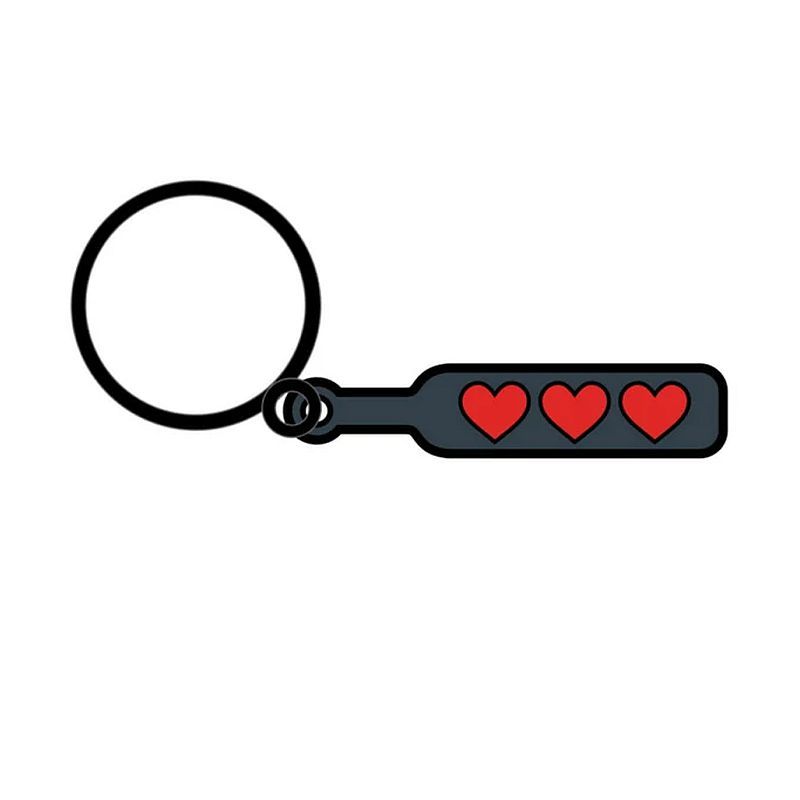 Wood Rocket Hearts Paddle Keychain – Enamel Kink Accessory Keychain Secondary image