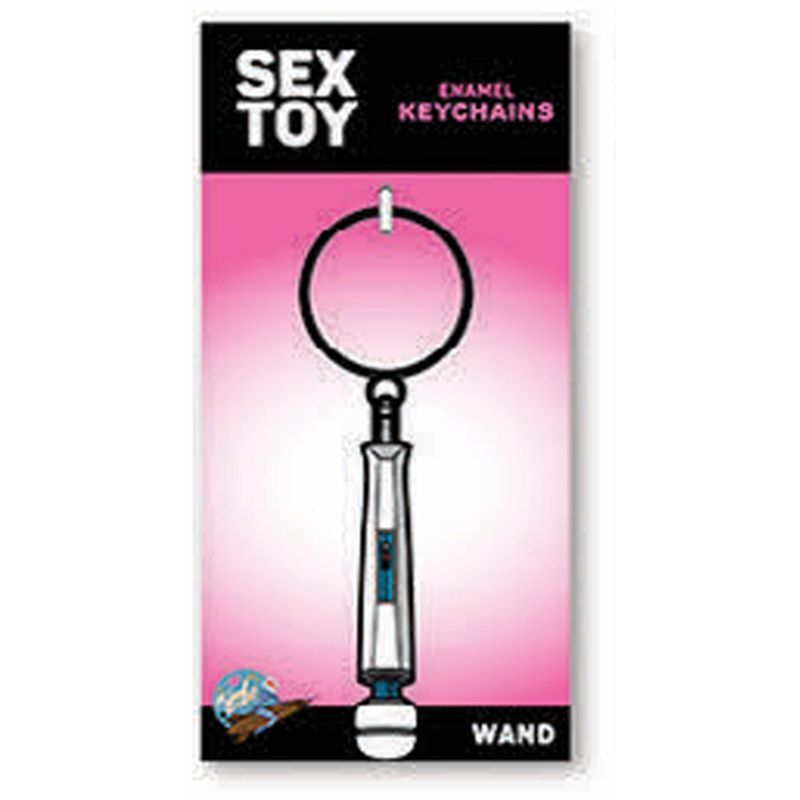 Wood Rocket Wand Enamel Keychain – Wand Massager Key Chain White > Novelties > Keychains Main image