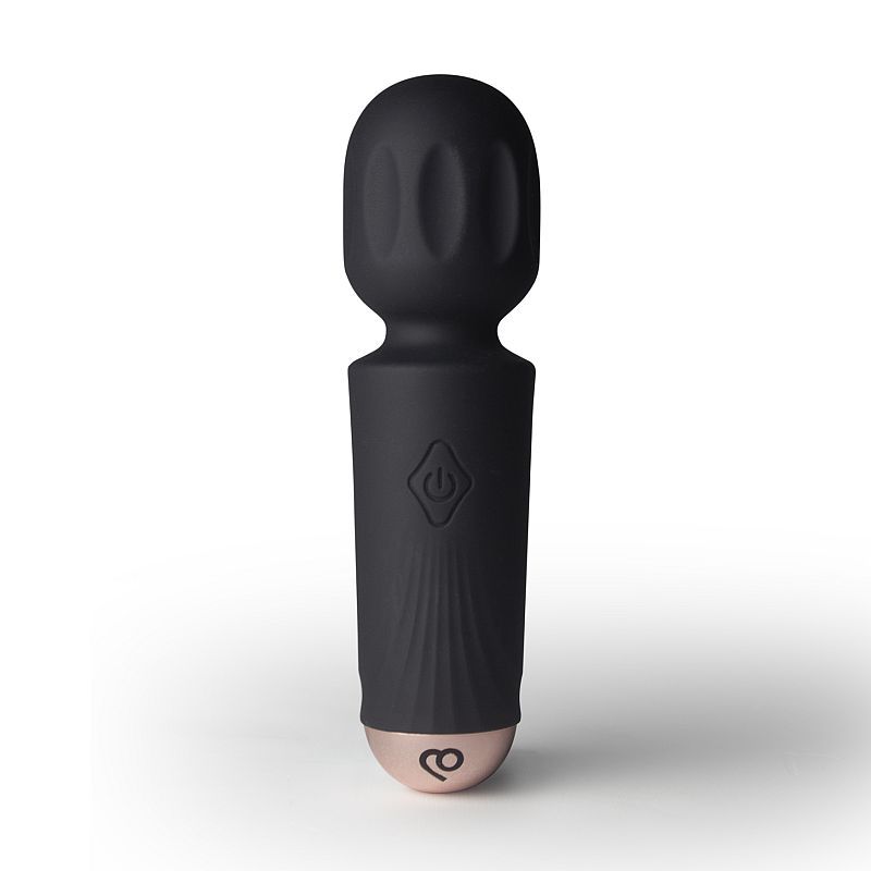 Black Tulip Rechargeable Mini Wand (Black) – Waterproof Silicone Wand with 16 Modes Black > Sex Toys > Massage Wands