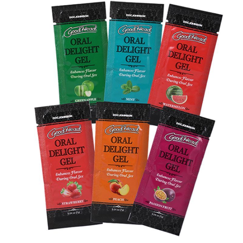 GoodHead Oral Delight Gel 6-Pack Assorted Flavors 0.24 oz Single-Use Packets > Lube > Oral Gels & Sprays