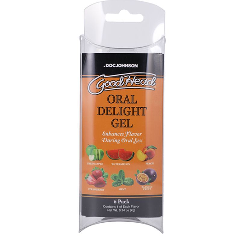 GoodHead Oral Delight Gel 6-Pack Assorted Flavors 0.24 oz Single-Use Packets > Lube > Oral Gels & Sprays