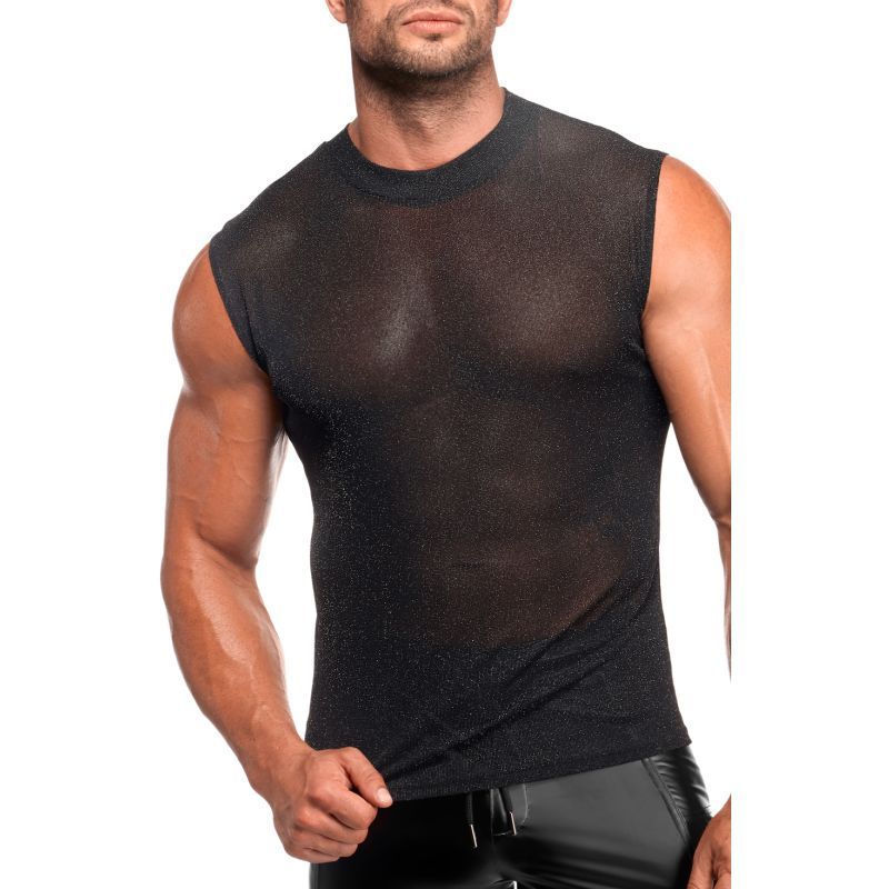 Onyx Skin Tank – Sleeveless Transparent Mesh Lingerie Top > Clothes > Mens Apparel