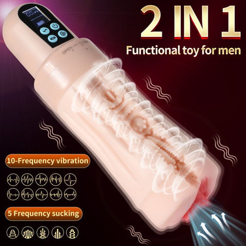 Suctroker Dual Density Vibrating Sucking Vaginal Masturbator > Sex Toys For Men > Masturbators > Vibrating