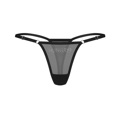 Hungry Thong (Black) – Sheer Mesh Lingerie Black Small Medium > Clothes > Panties