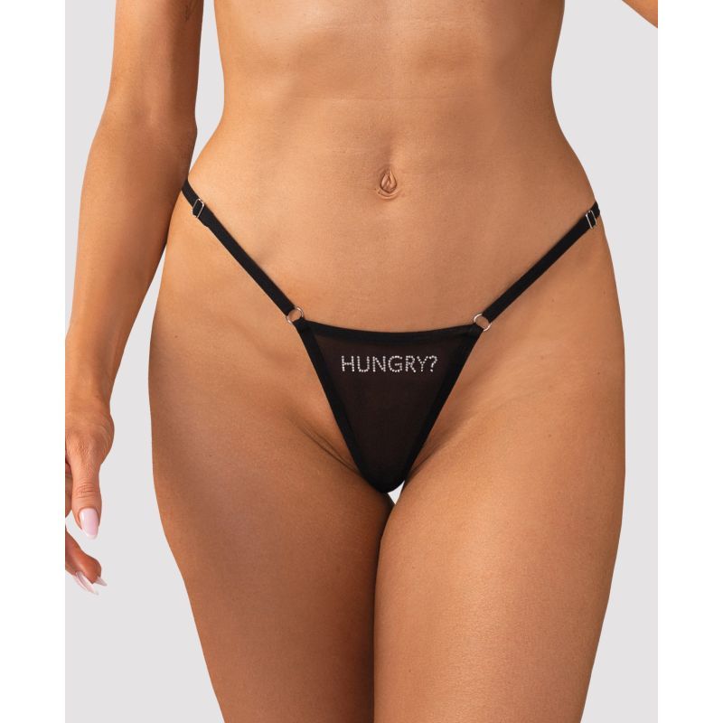 Hungry Thong (Black) – Sheer Mesh Lingerie > Clothes > Panties
