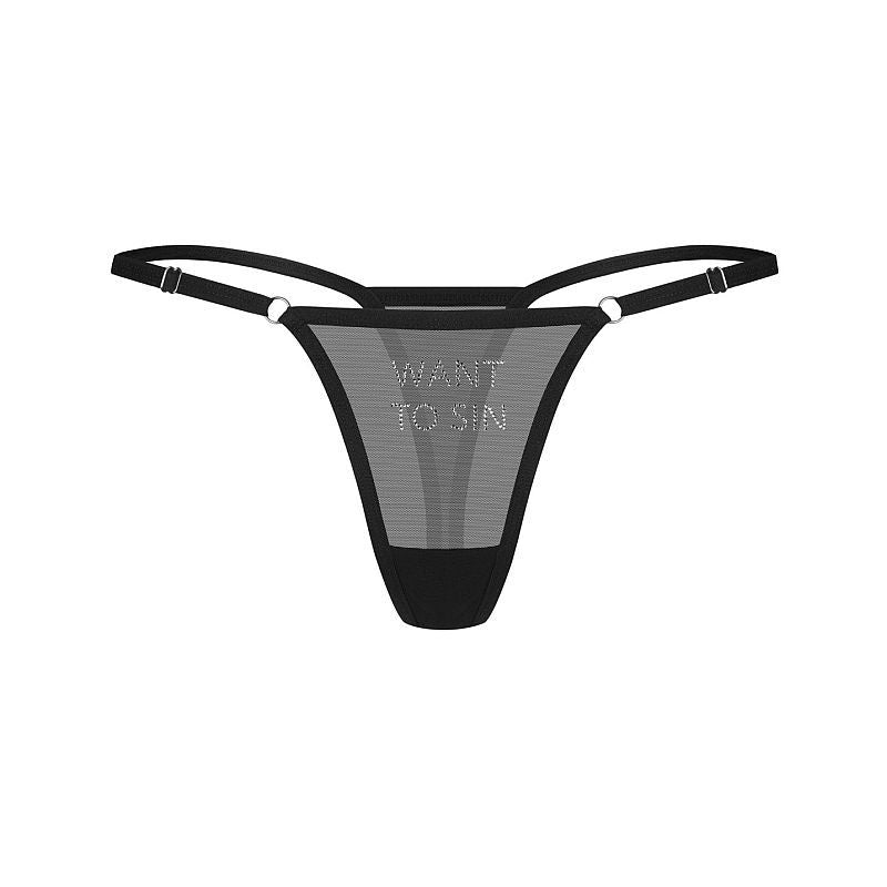 Want To Sin (Black) – Sheer Mesh Women’s Thong Lingerie > Clothes > Panties