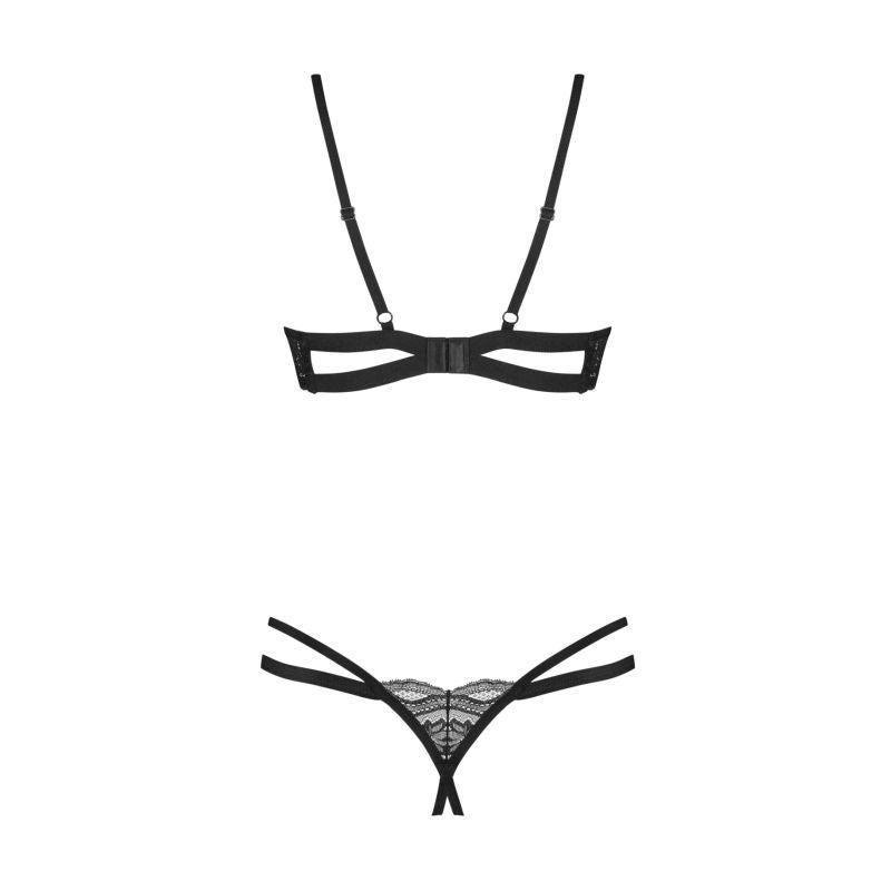 Nutris 2 Piece Crotchless Bra and Panty Set (Black Lace) – Lingerie > Clothes > Bra Sets