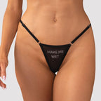 Make Me Wet Sheer Mesh Thong – Adjustable Lingerie Black Small Medium > Clothes > Panties