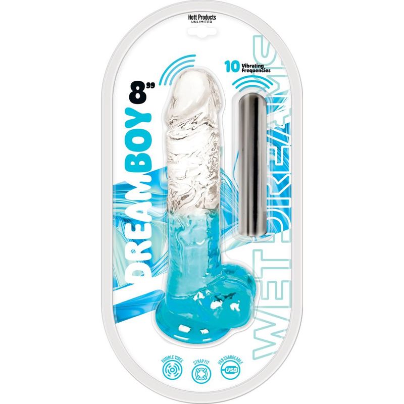 Dream Boy Jelly Dildo – 8 Inch Rechargeable Flexible Vibrator Aqua > Vibrators > Realistic Vibrators Main image