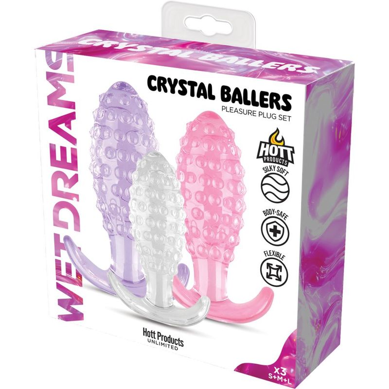 Crystal Ballers 3 Pc Set – Small, Medium, Large Silicone Anal Plug Set Secondary image