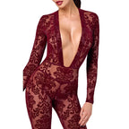 Kink Royal V Neck – Elastic Sheer Flocked Mesh Catsuit > Clothes > Bodies and Playsuits