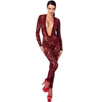 Kink Royal V Neck – Elastic Sheer Flocked Mesh Catsuit > Clothes > Bodies and Playsuits