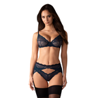 Lace Mesh Underwire Bra Panty Garter Set – 3 Piece Adjustable Straps > Clothes > Lingerie Sets