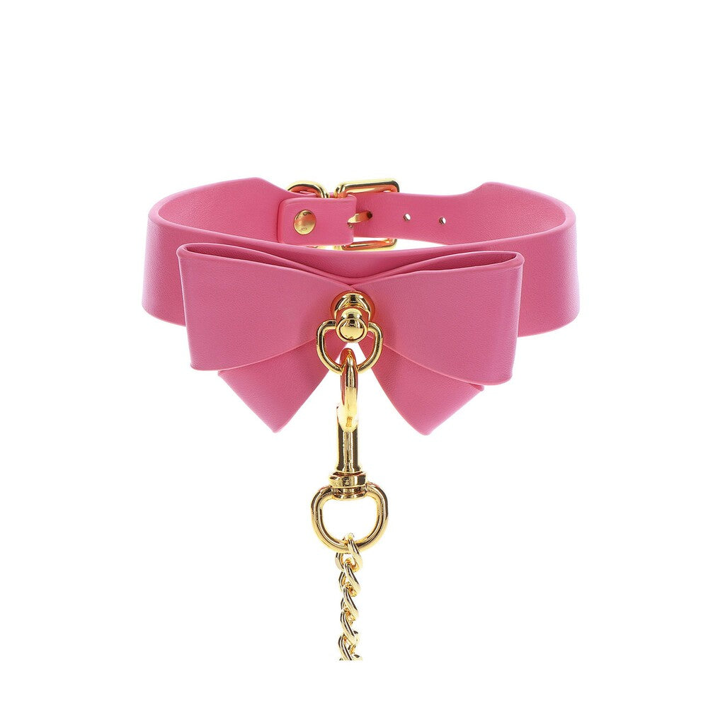 Taboom Malibu Bow Collar and Leash – Vegan Leather Bondage Accessory > Bondage Gear > Collars & Leashes
