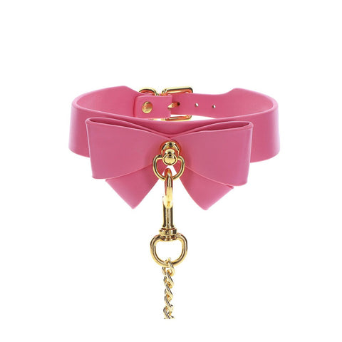 Taboom Malibu Bow Collar and Leash – Vegan Leather Bondage Accessory > Bondage Gear > Collars & Leashes