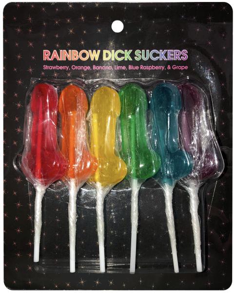Rainbow Flavored Dick Shaped Suckers Set of Six Adult Candy Multi > Novelties > Candy & Edible Items