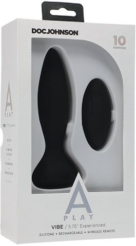 Vibe - Experienced - Rechargeable Silicone Anal Plug With Remote (Black) > Anal Range > Vibrating Butt Plugs