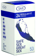 Sax Condoms Regular – 53mm Nominal Width Latex Condoms – 12 & 24 Pack 24 Pack > Essentials > Condoms