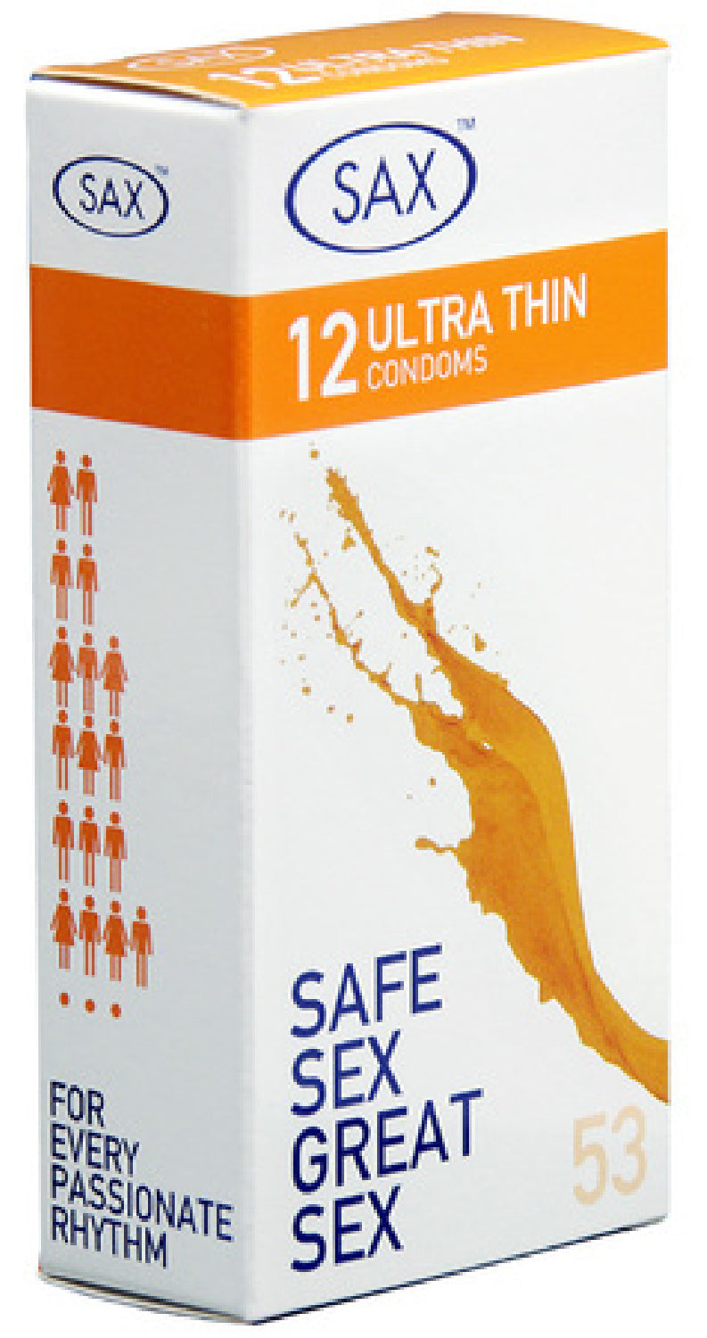 Sax Condoms Regular – Ultra Thin 53mm Nominal Width Latex Condoms Pack of 12 > Essentials > Condoms Main image