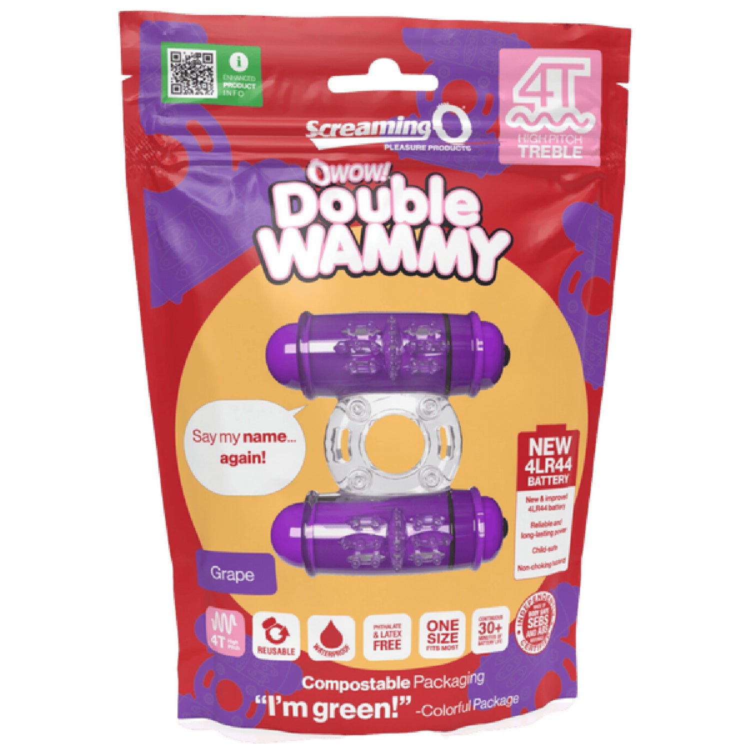 Double Wammy 4T – High Pitch Treble Vibrating Cock Ring with 5 Speeds and Pulse Pattern > Sex Toys > Couples Toys